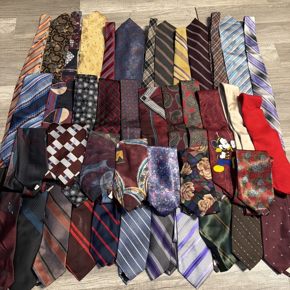 Mixed Lot of 43 Men's Neck Ties! Various Patterns & Brands As Shown - 2 NWT
